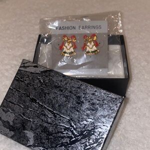 Gold and Red Angel Earrings